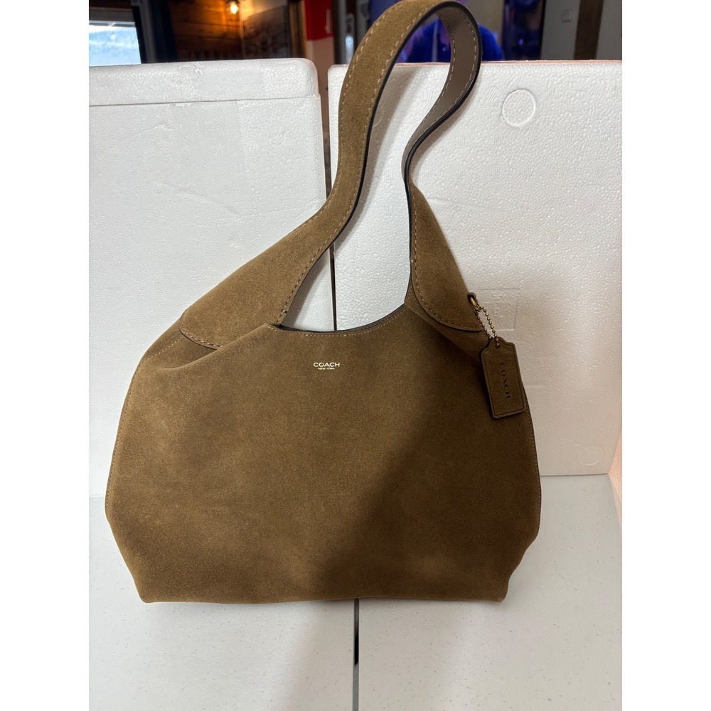 Coach Tan Suede Brooklyn 28 Shoulder Bag - Picture 3 of 10